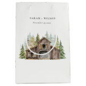 Rustic Elegant Pine Bossen Forest Barnyard Wedding Medium Cadeauzakje (Voorkant)