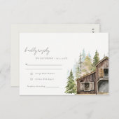 Rustic Elegant Pine Bossen Forest Barnyard Wedding RSVP Kaartje (Voorkant / Achterkant)