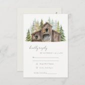 Rustic Elegant Pine Bossen Forest Barnyard Wedding RSVP Kaartje (Voorkant / Achterkant)