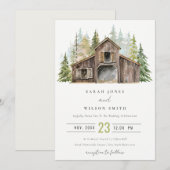 Rustic Elegant Pine Forest Barnyard Wedding Invite Bedankkaart (Voorkant / Achterkant)