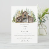 Rustic Elegant Pine Forest Barnyard Wedding Invite Bedankkaart (Staand voorkant)