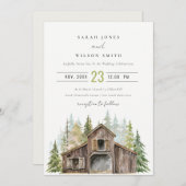 Rustic Elegant Pine Forest Barnyard Wedding Invite Bedankkaart (Voorkant / Achterkant)