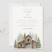 Rustic Elegant Pine Forest Barnyard Wedding Invite Bedankkaart (Voorkant)