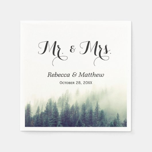 Rustic Elegant Pine Tree Forest Winter Wedding Servetten (Voorkant)