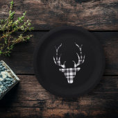 Rustic Elegant Plaid Deer Christmas Paper Plates Papieren Bordje