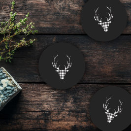 Rustic Elegant Plaid Deer Christmas  Ronde Kartonnen Onderzetter