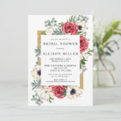 Rustic Elegant Red en Gold Floral Vrijgezellenfees Kaart (Staand voorkant)