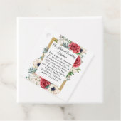 Rustic Elegant Red en Gold Floral White Wedding Bedankjes Labels (In situ)