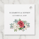 Rustic Elegant Red en Gold Floral White Wedding Bedankjes Labels (Achterkant)