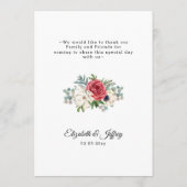 Rustic Elegant Red en Gold Floral White Wedding Menu (Achterkant)