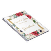 Rustic Elegant Red en Gold Floral White Wedding Notitieboek (Rechterzijde)