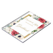 Rustic Elegant Red en Gold Floral White Wedding Notitieboek (Linkerzijde)