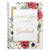 Rustic Elegant Red en Gold Floral White Wedding Notitieboek (Voorkant)