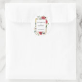 Rustic Elegant Red en Gold Floral White Wedding Ronde Sticker (Tas)