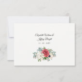 Rustic Elegant Red en Gold Floral White Wedding RSVP Kaartje (Achterkant)