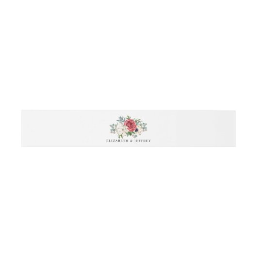 Rustic Elegant Red Floral White Wedding Uitnodigingen Wikkel (Vlak)