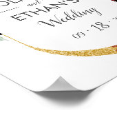 Rustic Elegant Red Rose Floral Gold White Wedding Poster (Hoek)