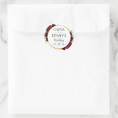 Rustic Elegant Red Rose Floral Gold White Wedding Ronde Sticker (Tas)
