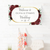 Rustic Elegant Red Rose Floral Gold White Wedding Spandoek (Insitu)