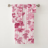 Rustic Elegant roze Franse toile deer Stripes Bad Handdoek (Insitu)
