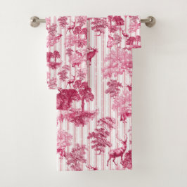 Rustic Elegant roze Franse toile deer Stripes Bad Handdoek