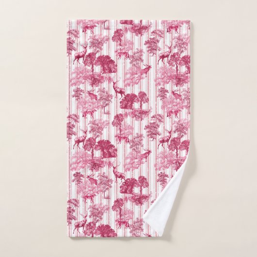 Rustic Elegant roze Franse toile deer Stripes Bad Handdoek (Handdoek)