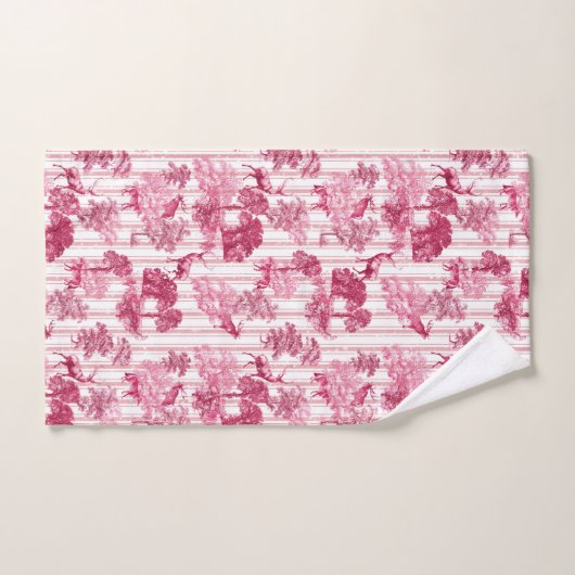 Rustic Elegant roze Franse toile deer Stripes Bad Handdoek (Handdoek)