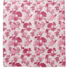 Rustic Elegant roze Franse toile deer Stripes Douchegordijn