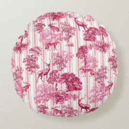 Rustic Elegant roze Franse toile deer Stripes Rond Kussen