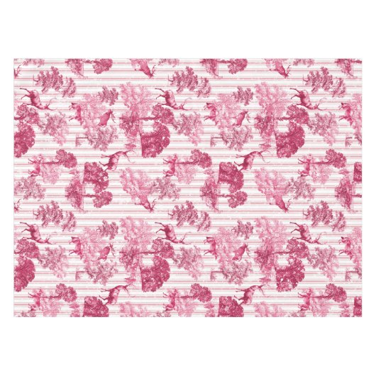 Rustic Elegant roze Franse toile deer Stripes Tafelkleed (Voorkant (Horizontaal))