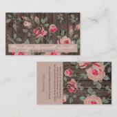 Rustic Elegant roze rozen op Visitekaartje van hou (Voorkant / Achterkant)