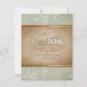 Rustic Elegant Sage Green Leaves 50th Birthday Kaart (Voorkant)