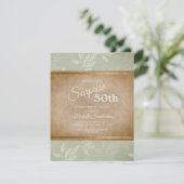 Rustic Elegant Sage Green Leaves 50th Birthday Kaart (Staand voorkant)