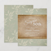 Rustic Elegant Sage Green Leaves 50th Birthday Kaart (Voorkant / Achterkant)
