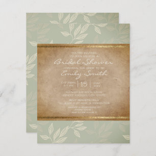 Rustic Elegant Sage Green Leaves Vrijgezellenfeest Kaart