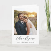 Rustic Elegant Script Twee Foto's Gevouwen Trouw- Bedankkaart (Voorkant)