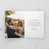 Rustic Elegant Script Twee Foto's Gevouwen Trouw- Bedankkaart (Binnen)