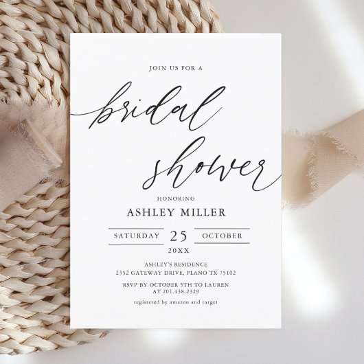 Rustic Elegant Simple Bridal Shower Invitation Kaart