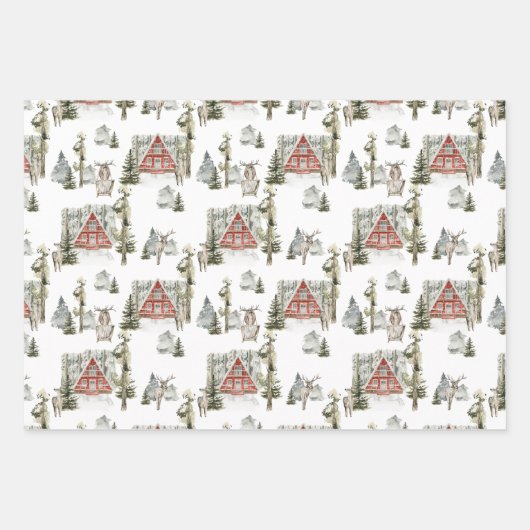 Rustic Elegant Snowy Winter | Kerstfeestdag Inpakpapier Vel (Voorkant 3)