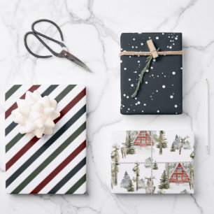 Rustic Elegant Snowy Winter Kerstfeestdag Inpakpapier Vel