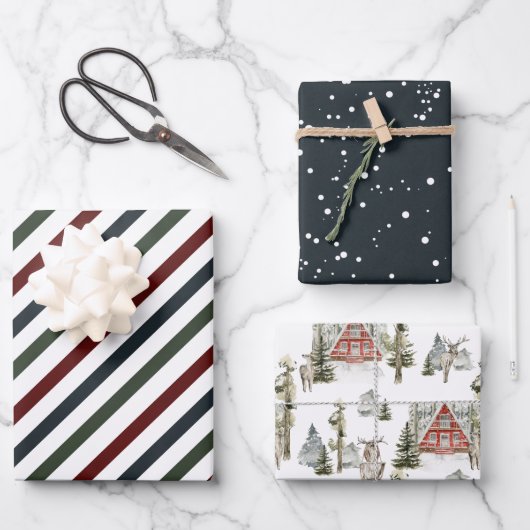 Rustic Elegant Snowy Winter | Kerstfeestdag Inpakpapier Vel (Voorkant)
