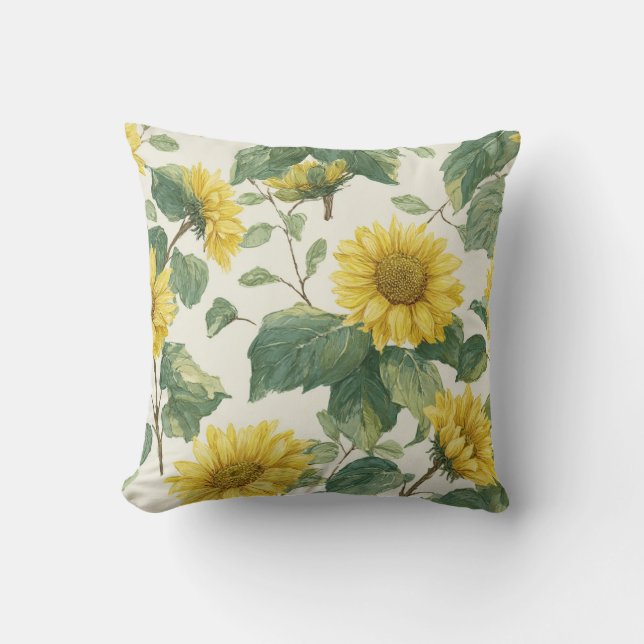 Rustic & Elegant Sunflower Classic Floral Kussen (Voorkant)