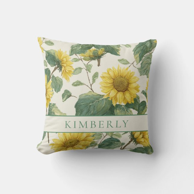 Rustic & Elegant Sunflower Classic Floral Kussen (Voorkant)