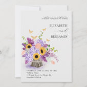 Rustic Elegant Sunflower Lush Floral Boho Wedding Kaart (Voorkant)