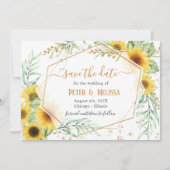 Rustic Elegant Sunflower slaat de datum op Aankondiging (Voorkant)