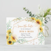 Rustic Elegant Sunflower slaat de datum op Aankondiging (Staand voorkant)