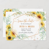 Rustic Elegant Sunflower slaat de datum op Aankondiging (Voorkant / Achterkant)