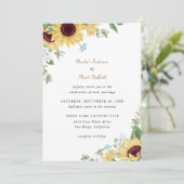 Rustic Elegant Sunflower Wedding Uitnodiging (Staand voorkant)