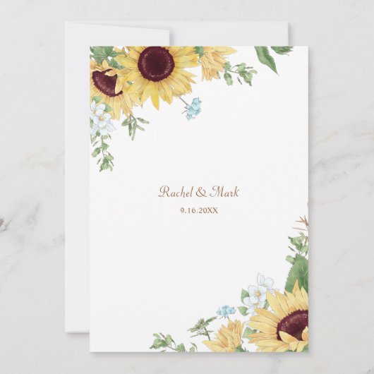 Rustic Elegant Sunflower Wedding Uitnodiging (Achterkant)