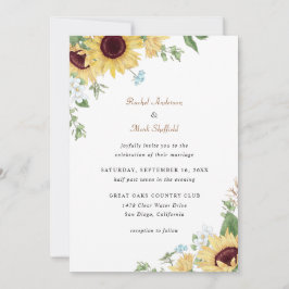 Rustic Elegant Sunflower Wedding Uitnodiging